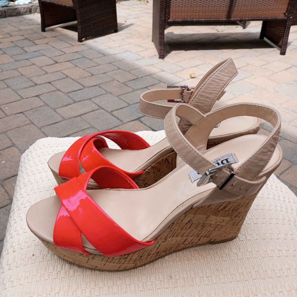 NET.Dune London Orange and Tan Wedge .size 9.Small discoloration See Last Pictur - Picture 4 of 12